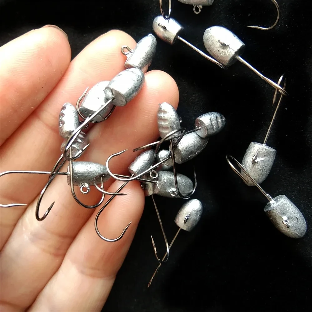 Swolfy 10pcs Light Game AJING Fishing Hooks 0.9g 1.6g 2.8g 3.9g Soft Lure For Rockfish Bait Finesse Jig Head Worm Hook