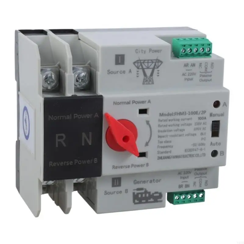 

Y51B Electrical Selector Switches 2P 100A Automatic Transfer Switches Din Mounted Double Power Switches for Emergency Power