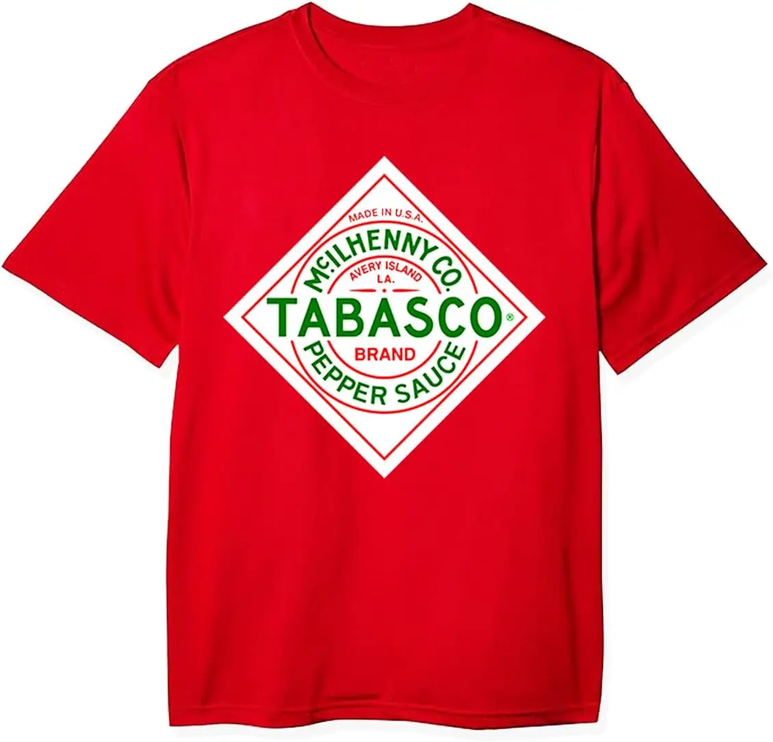 

Повседневная Красная мужская футболка с коротким рукавом и вырезом лодочкой томатного соуса Табаско перец, забавная футболка с коротким рукавом, уличная одежда