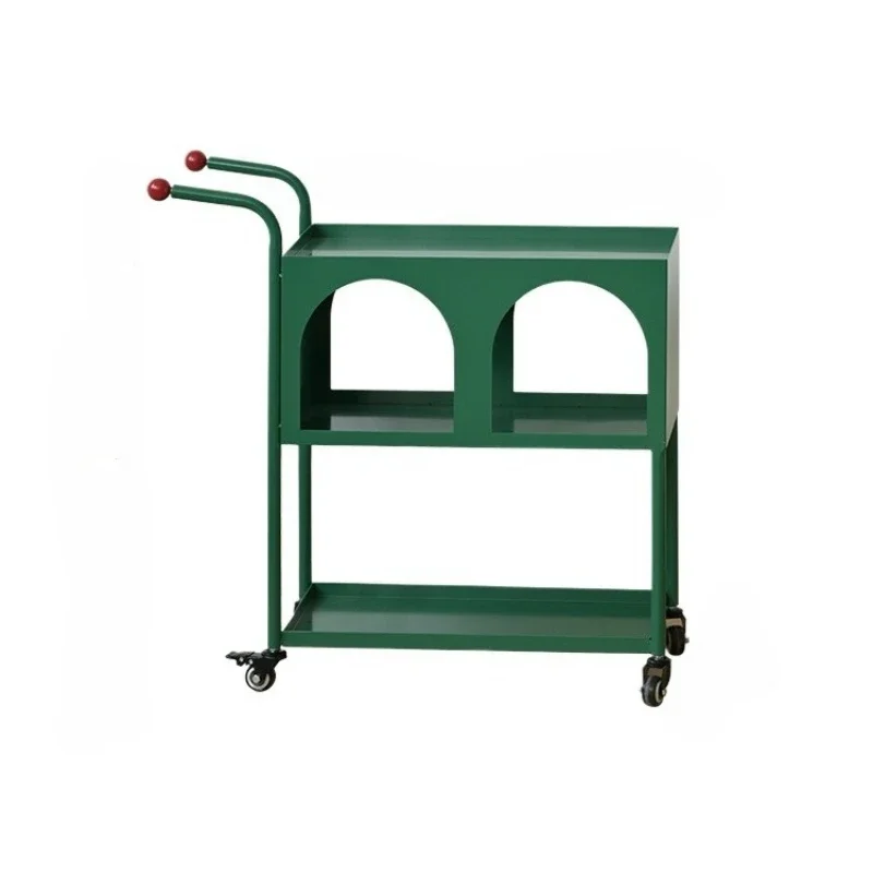 

Wrought iron table Movable sofa cabinet Small shelf next to cabinet Coffee table cart Art side table