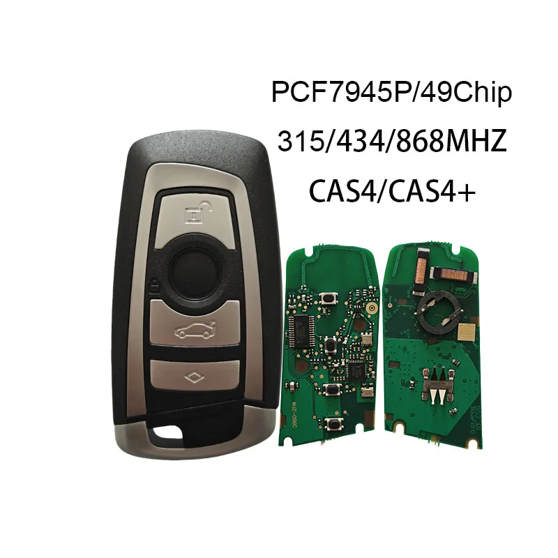 Clé de voiture à distance pour BMW série F 3 5 7 X5 X6 F20 F22 F30 CAS4 CAS4 + FEM BDC 315/433/434/868 Mhz avec puce ID49 PCF7945P