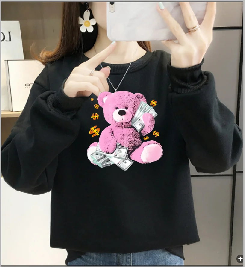 

Bear Print Hoodie Casual Men Women's Clothing Humor Money Teddy Bear Hoodies Sweatshirt Aesthetic Streetwear Women Tops