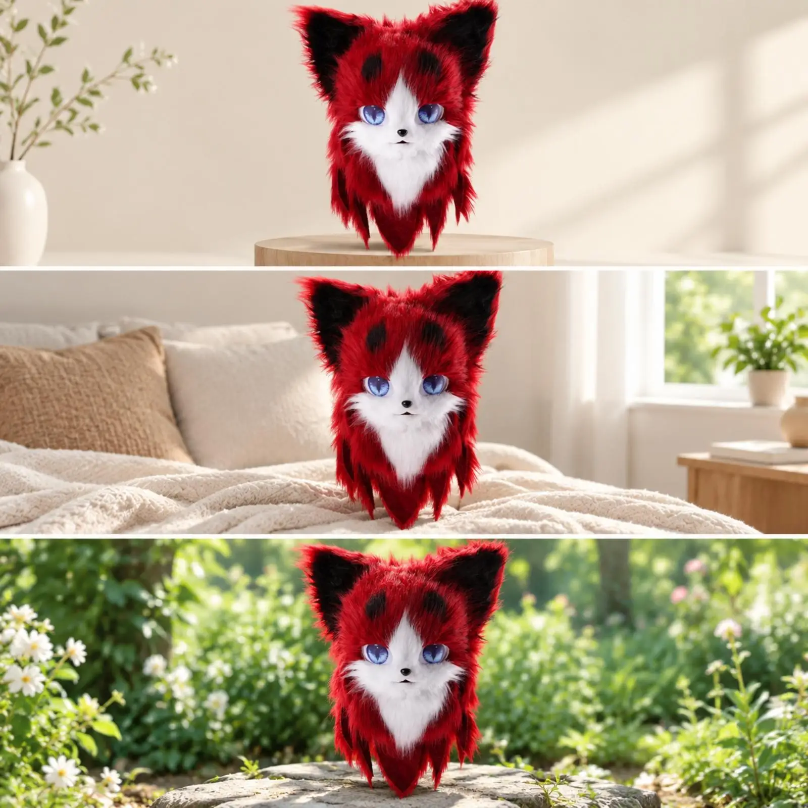 Imitation Canine Hair Cosplay Headpiece Soft 3D Animal Face Headpiece with Pointed Ears Faux Hair Animal Mask Lightweight