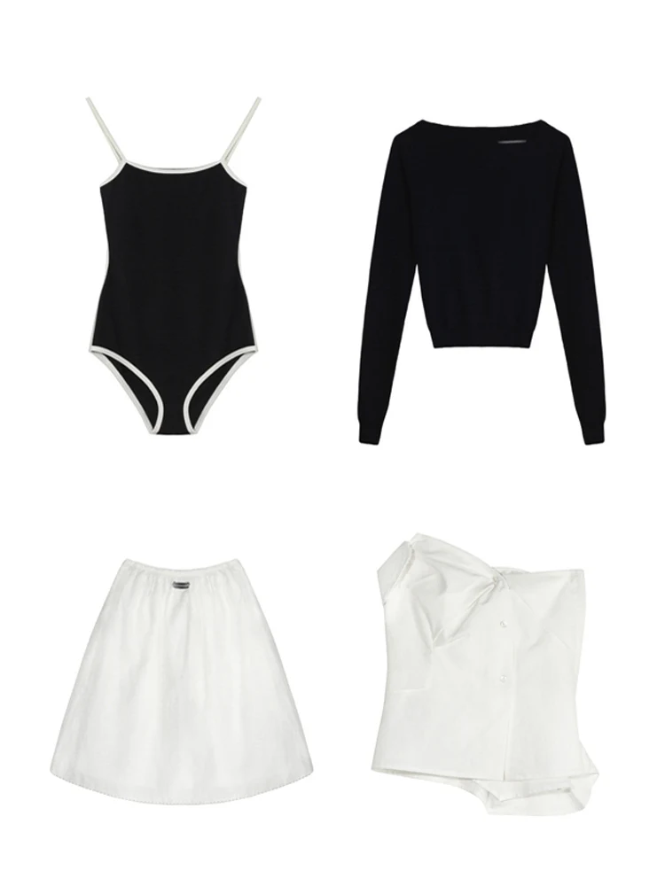 Faionable Set multi-pezzo Tuta da donna/Brtte/f Gonna/Maglione monospalla Pantaloni lunghi ort Sve V-Ne