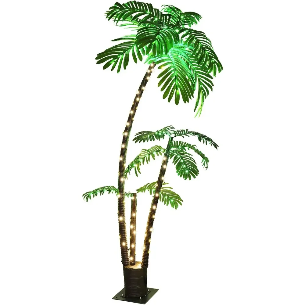 

Lighted Palm Tree Outdoor Christmas Decorations Decor, Light Up LED Artificial Fake Trees Lights for Outside Patio Yard Pool