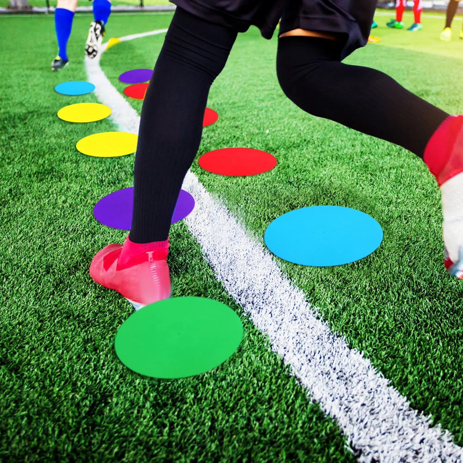 10Pcs Soccer Training Markers Circular Floor Dots Non Slip Poly Spots for Kids Football Basketball Practice Carpet Spot Markers