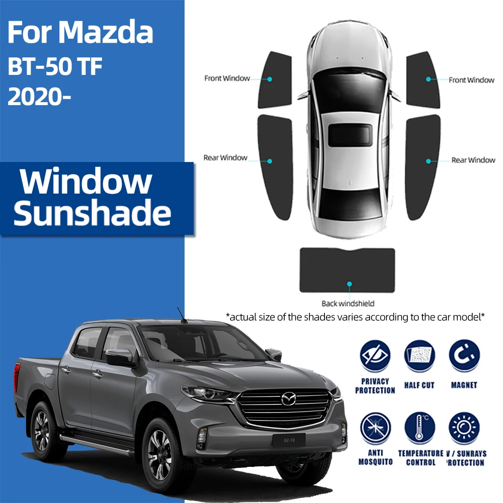 

For Mazda BT-50 BT50 2021 2022 2023 2024 Magnetic Car Sunshade Shield Front Windshield Curtain Rear Side Baby Window Sun Shade