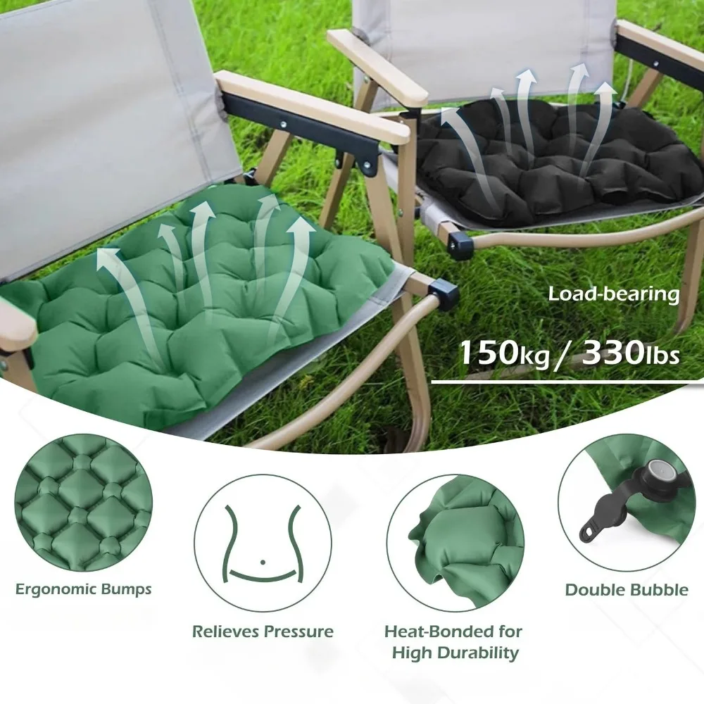 Inflatable Seat Cushion,Portable Lightweight Travel Air Sitting Pad,Moisture and Water Resistant Camping Chair Mat for Outdoor