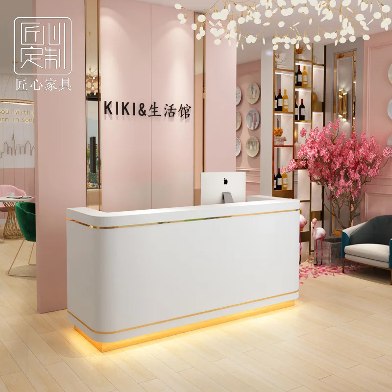 

Nordic clothing store checkout page Simple modern small counter Beauty salon Health club Bar Front desk Commercial table