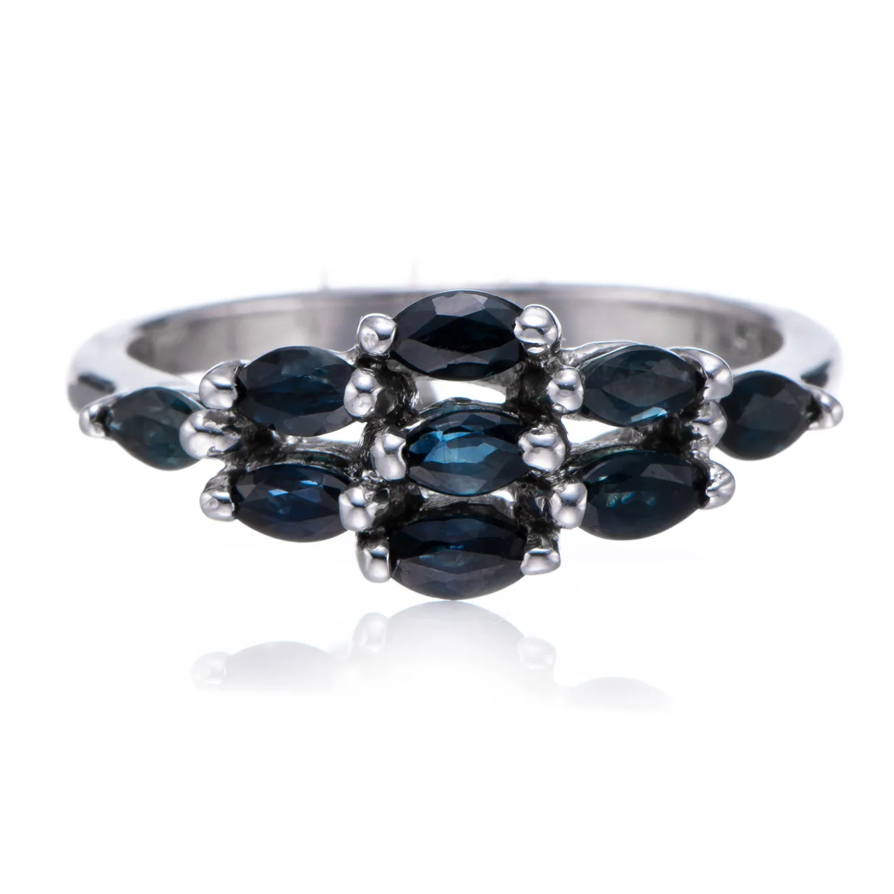 

GESIDE Sapphire Rhodium Over Sterling Silver Ring