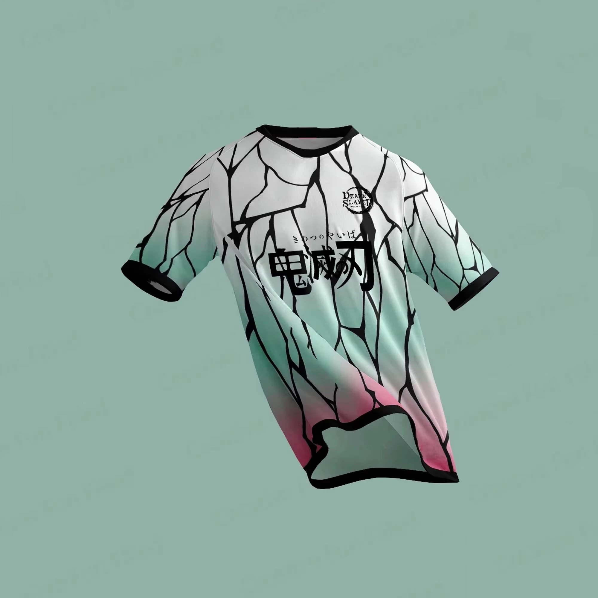 BANDAI Anime démon Slayer t-shirt Tanjiro Kamado motif à carreaux conception haut à manches courtes pour les Fans doivent avoir des hauts animés à la mode