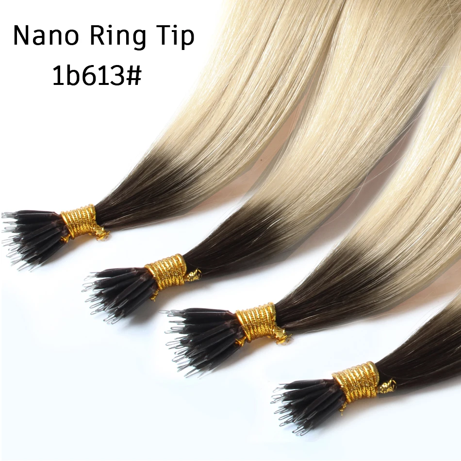 Remy-Haar, Nano-Ringspitze, Mikroperlen, echte Remy-natürliche europäische Echthaarverlängerungen, Highlights, 45,7–76,2 cm, 100 % Echthaar