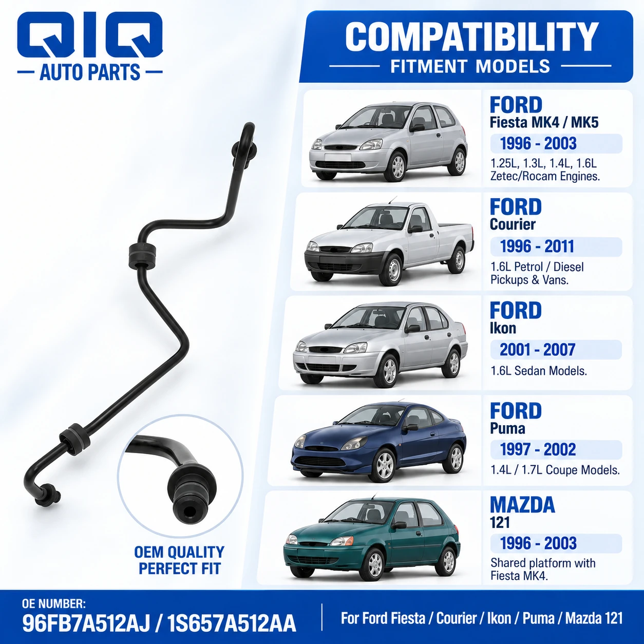 Clutch Master Cylinder Hydraulic Hose Pipe for Ford Fiesta MK4 Puma Courier Ikon Mazda 121 96FB7A512AJ Manual Trany 1S657A512AA