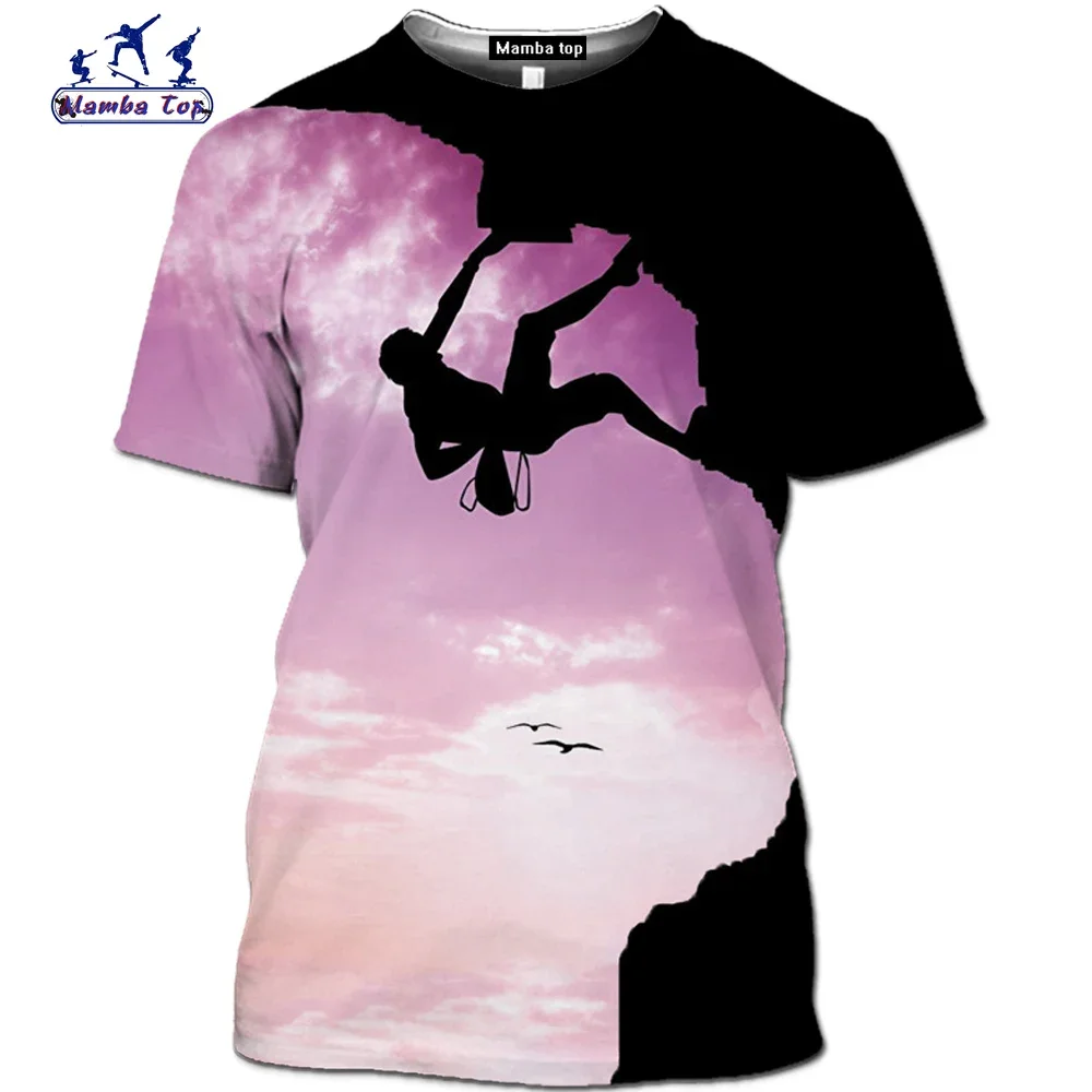 2024 Summer Fun Comic Short Sleeve T-shirt Mamba Top Parachute Men 3D Printed Animated Extreme Sports Retro Skydiving T-shirt