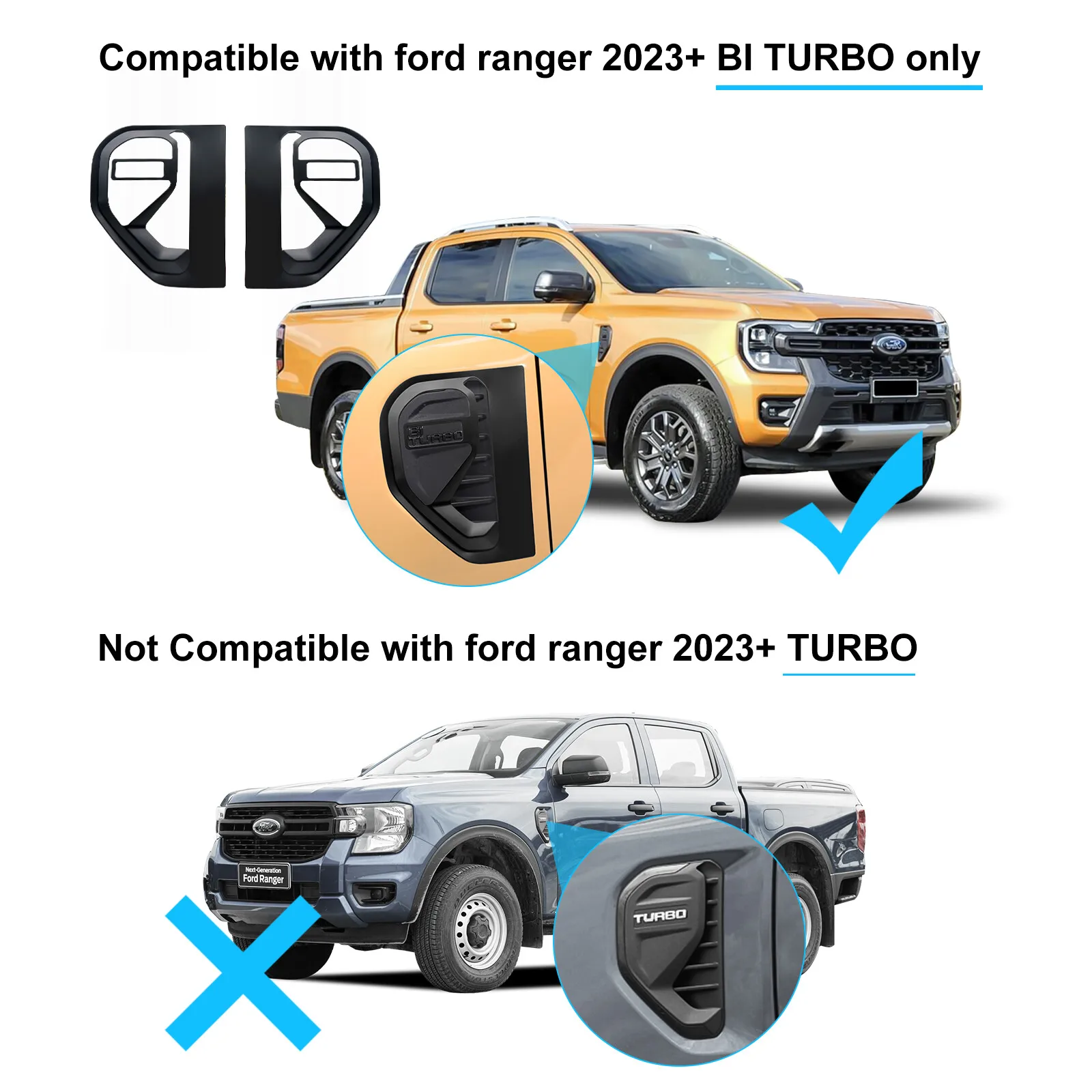 Side Vent Cover Trim For Ford Ranger Next Gen PY 2022-2026 Bi-turbo XLS XLT