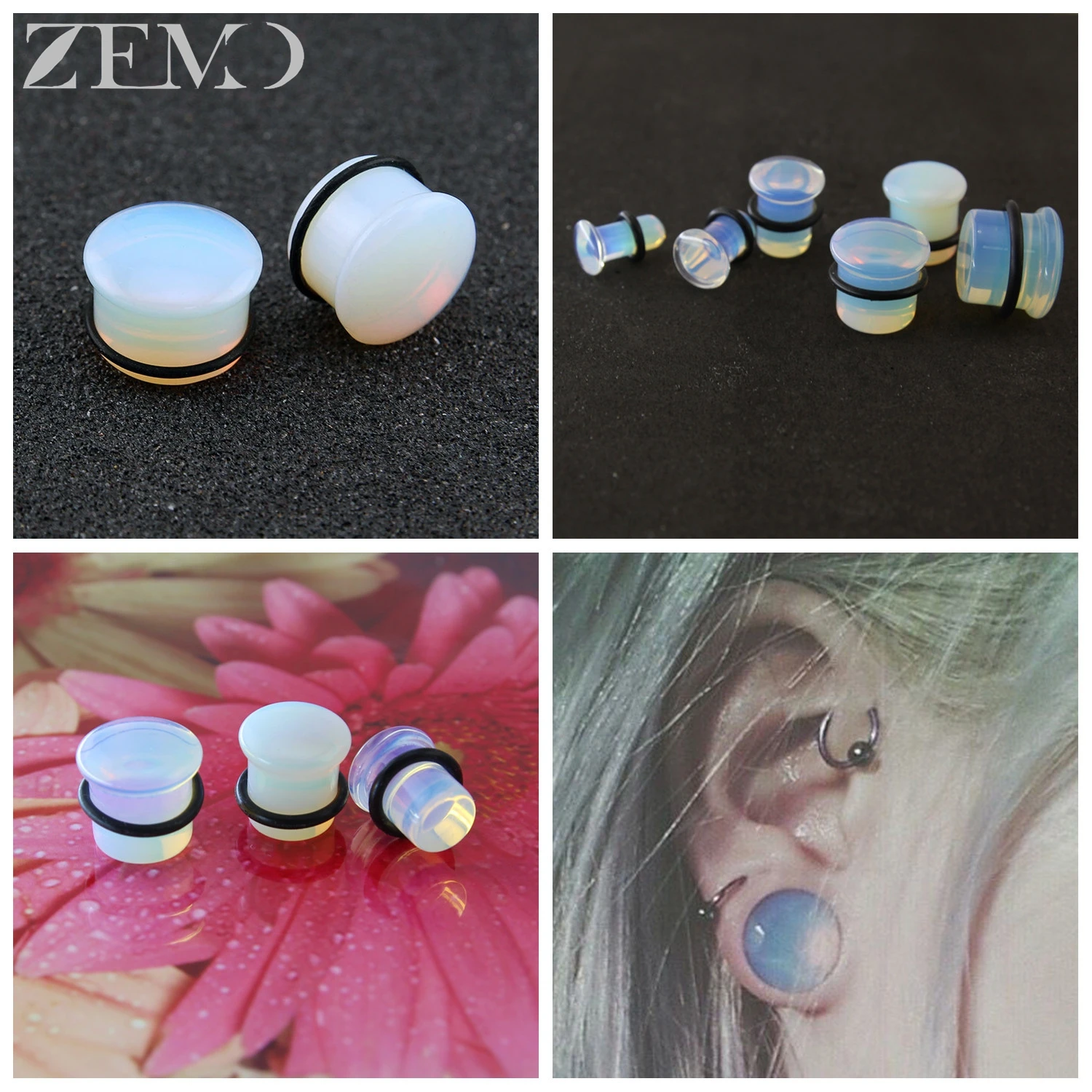 ZEMO 2pcs/lot Natural Stone Ear Plugs And Tunnel Unisex Punk Large Gauges Single Flare Flesh Strecher Expander Piercings 4-18MM - Image 3