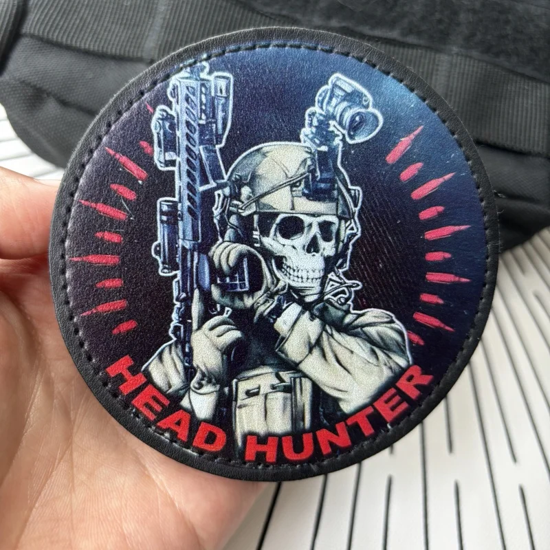 Нашивка с крючком и петлей для головы охотника, офицера-скелета из искусственной кожи с принтом, военный каркас ночного видения, значок для морального духа, браслет