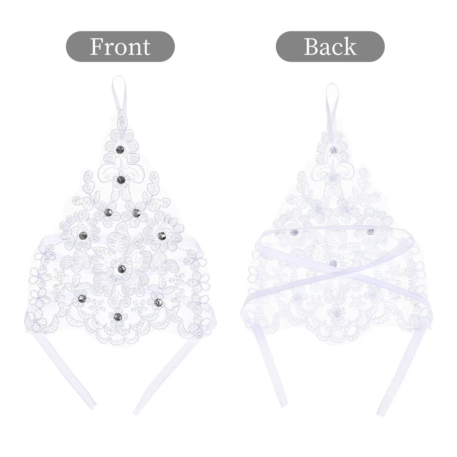1Pair Childrens Elegant Lace and Rhinestone Gloves for Stage Wedding Flower Costume Party Performance Prop