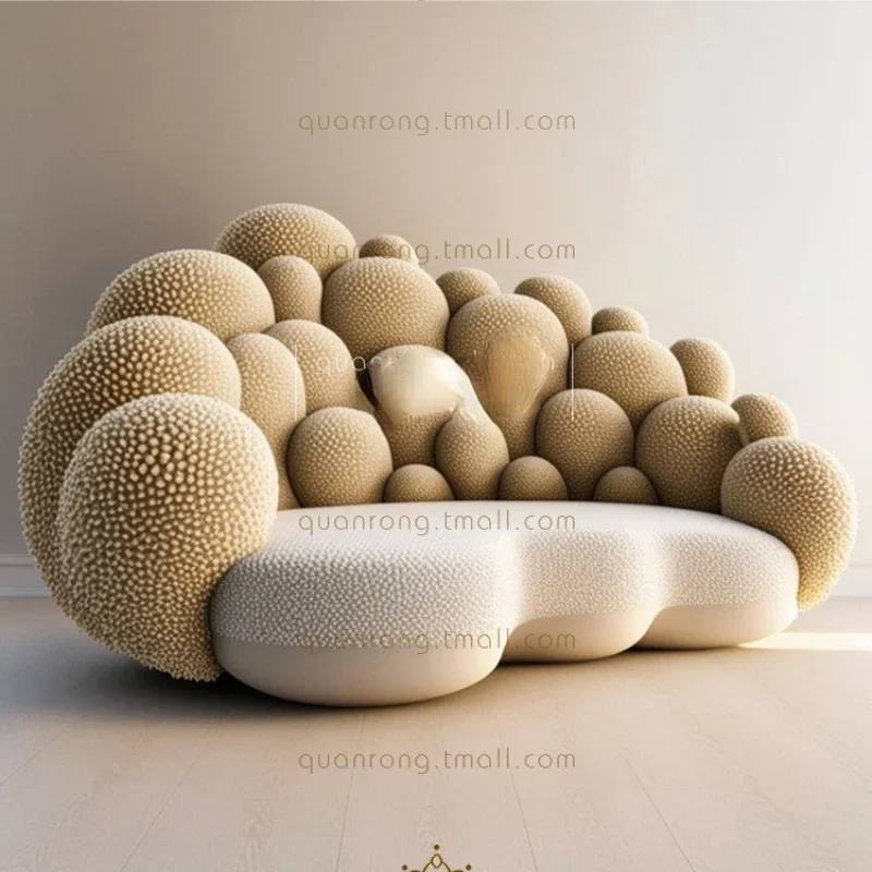 Cream Style Sofa Cashew Creative Personality Sofa Arc Fan-Shaped Living Room Sofa