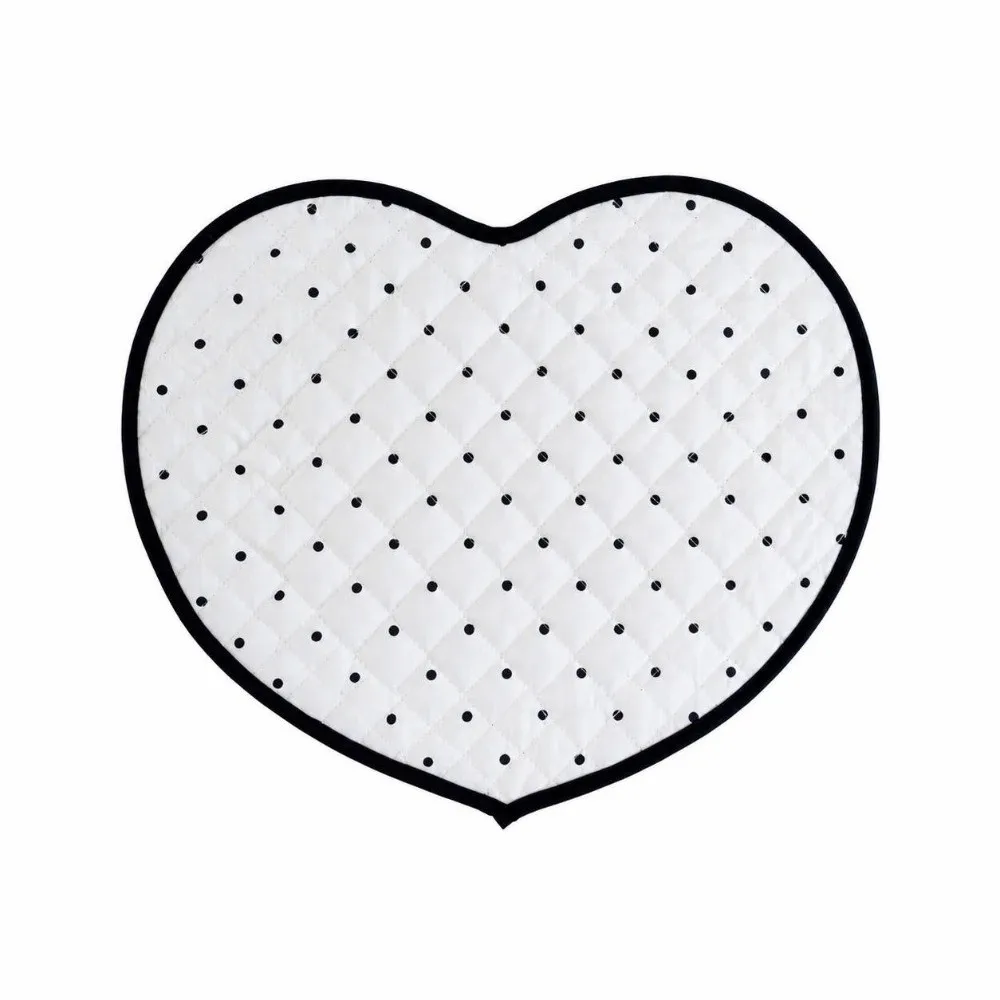 New Polka Dot Heart-shaped Placemats Plaid Cotton Quilted Water Cup Mat Decorative Black Western Food Mats Photography Props