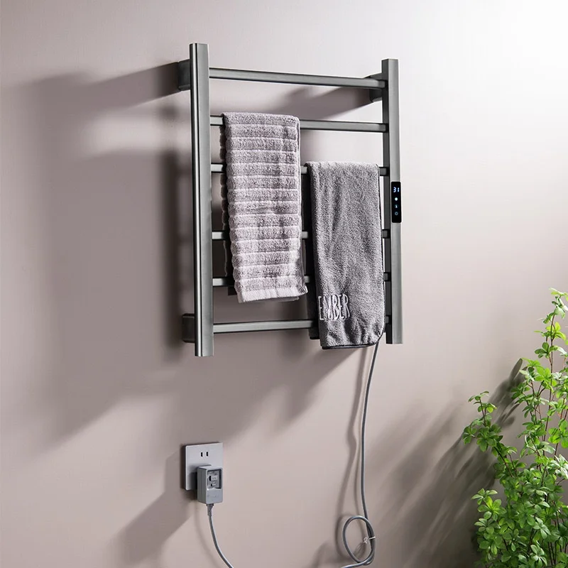 Smart Digital Display Electric Heating Towel Rail Bath Towel Rack Constant Temperature APP/WiFi Control Stainless Steel Hotel