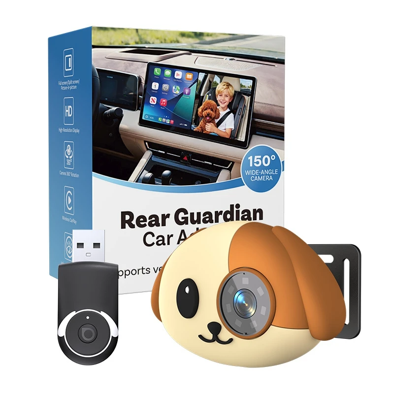 Wireless CarPlay Baby Monitor Camera Adapter Rearview InCar Infant Pet Monitor Wired-to-Wireless Box Plug&Play For Car Backseat
