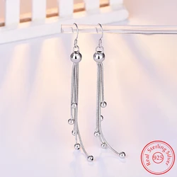 Original Jewelry 925 Sterling Silver Women's New Fashion Multy Layers Long Chains Beads Drop Earrings XY0018