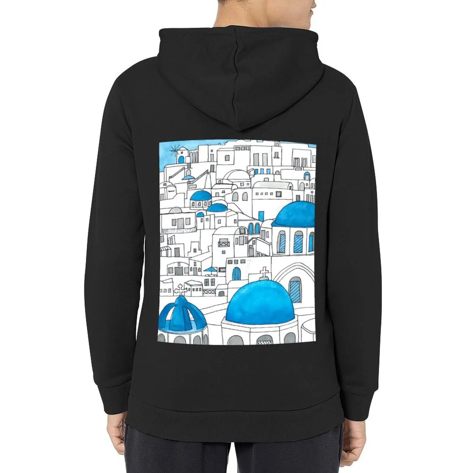 

Santorini Blue and White Paradise Hoodie hooded shirt korean autumn clothes men's autumn clothes men's hoodie sweatshirt