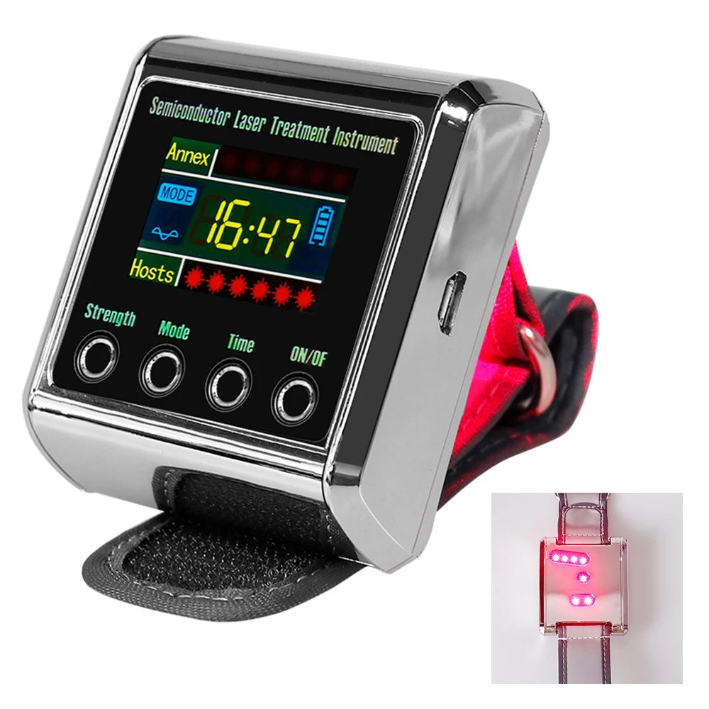 Diabetic Hepertension Relief Red Light Irradiate Wrist Watch Portable 650nm Low Level Nasal Cavity Rhinitis Care LLLT Device
