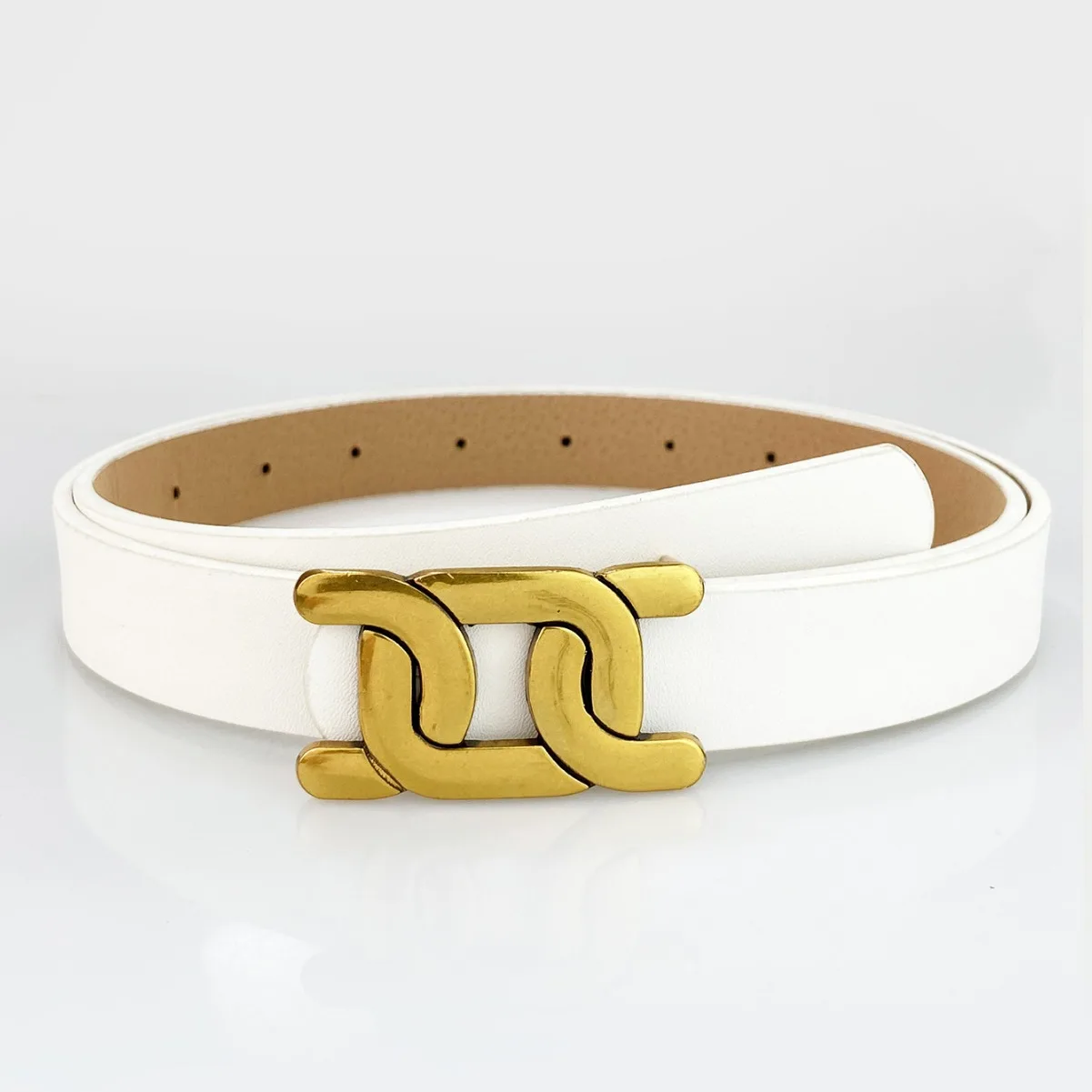 Новинка 2023 года, роскошный кожаный женский пояс с гладкой пряжкой, украшение на талию 2,5 см с поясом для костюма