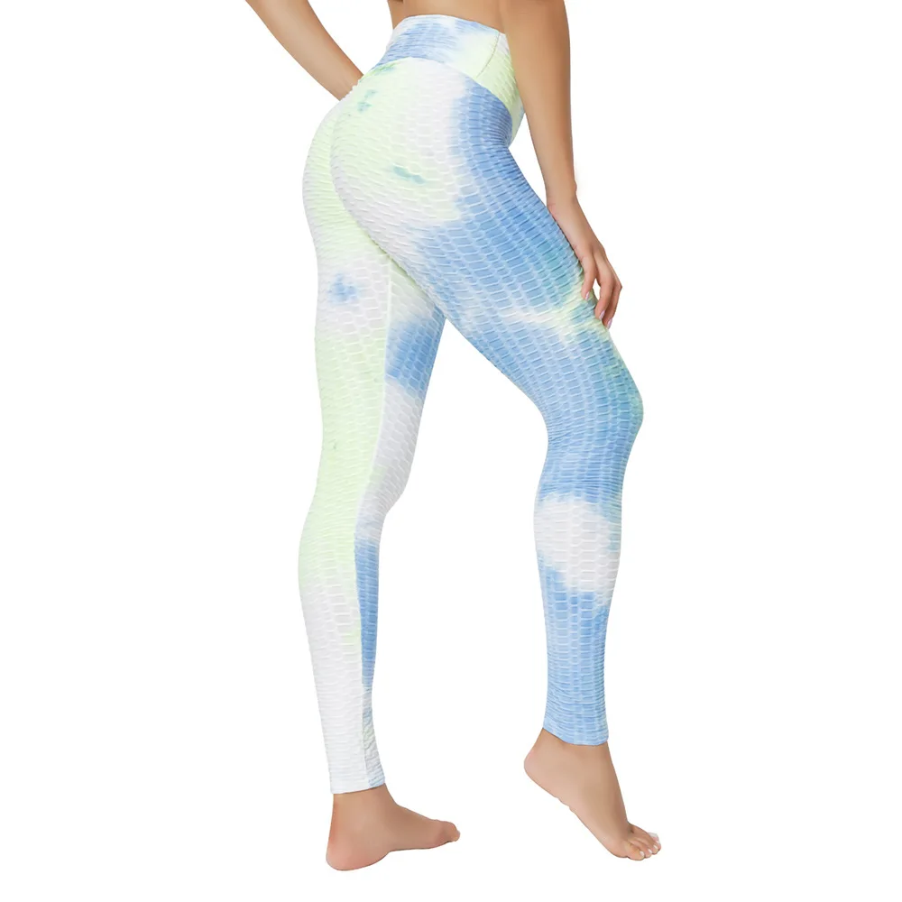 Tie Dye Scrunch Butt TIK Tok Leggings per le donne Butt Lifting Workout Yoga Pants Tummy Control collant testurizzati a vita alta