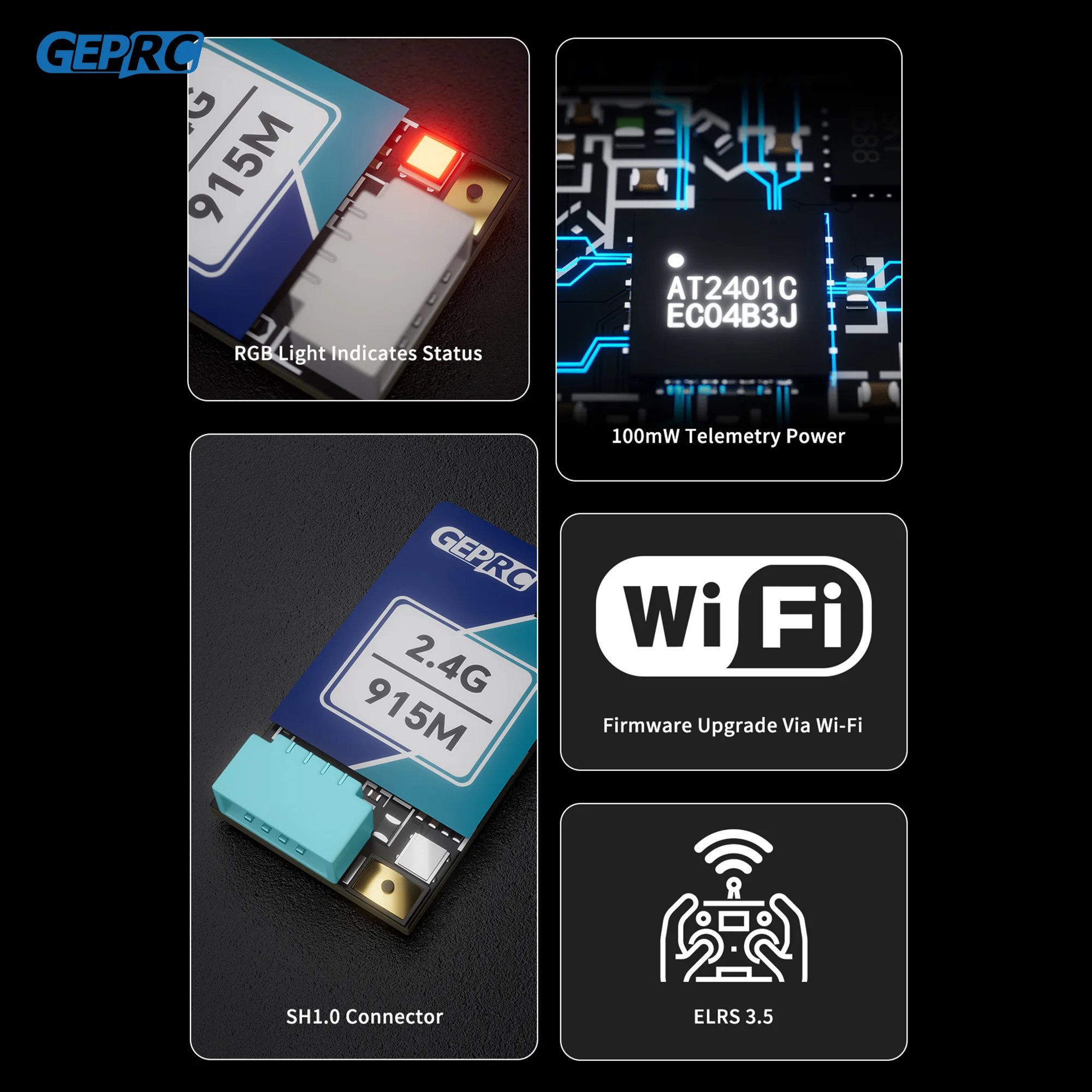 GEPRC ELRS Nano 915M/2.4G Dual-Band Receiver Built-in WiFi ESP32-C3 LR1121 Chip   DIY FPV Quadcopter Longrange Drone Parts