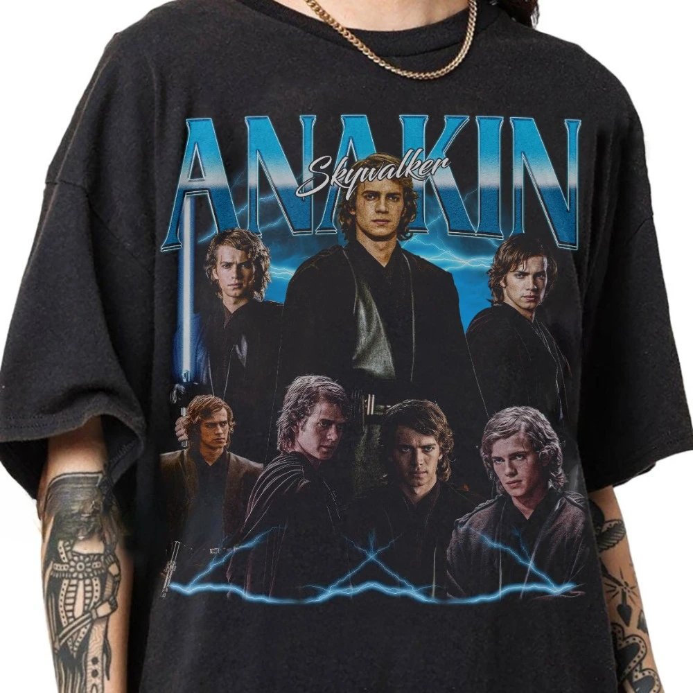 

Футболка с рисунком Anakin Skywalker в стиле ретро 90-х годов, унисекс, всесезонная футболка унисекс из чистого хлопка с базовым слоем.