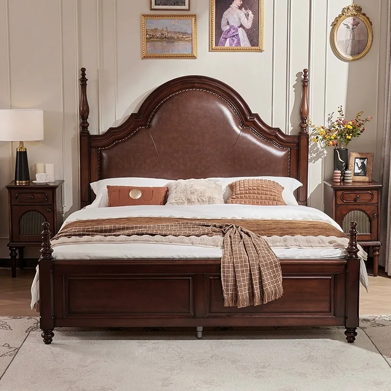 

Mujia vintage solid wood bed, French Anna antique two-bedroom furniture, modern style wedding bed
