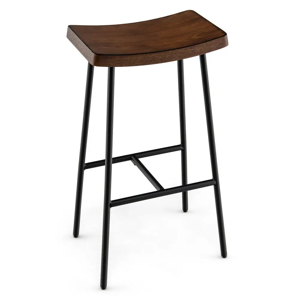 Costway Industrial Saddle Stool Bar Height Bar Stool Dining Pub Chair w/ Metal Frame