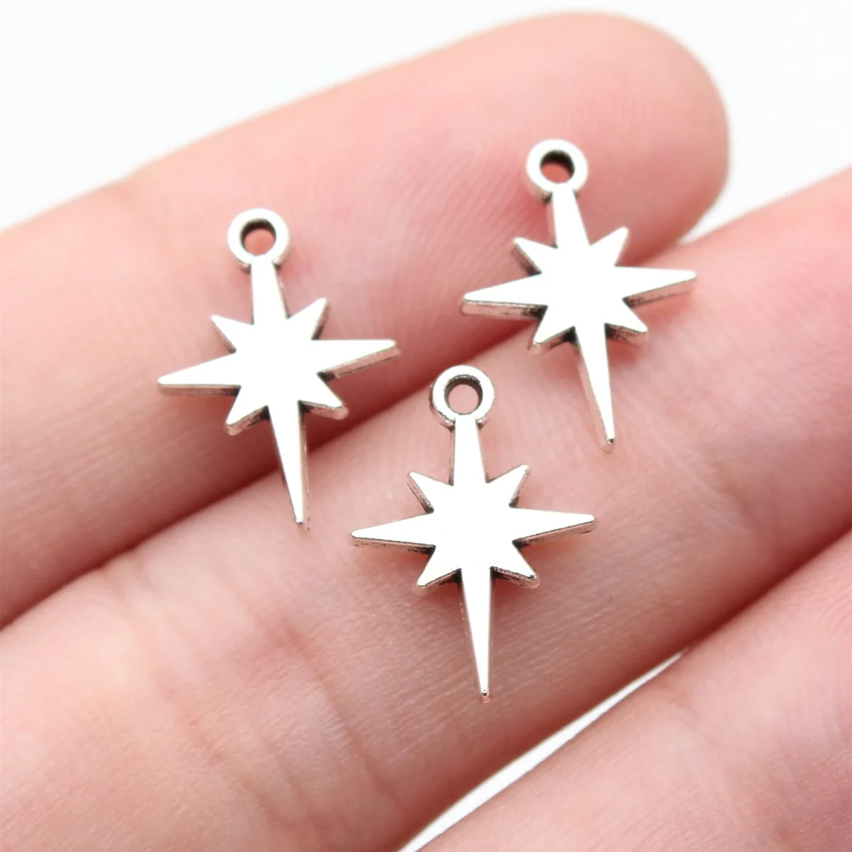 40Pcs/Lot 15x11mm Classics Eight Pointed Star Charms For Jewelry Making DIY Jewelry Findings Antique Silver Color Alloy Charms