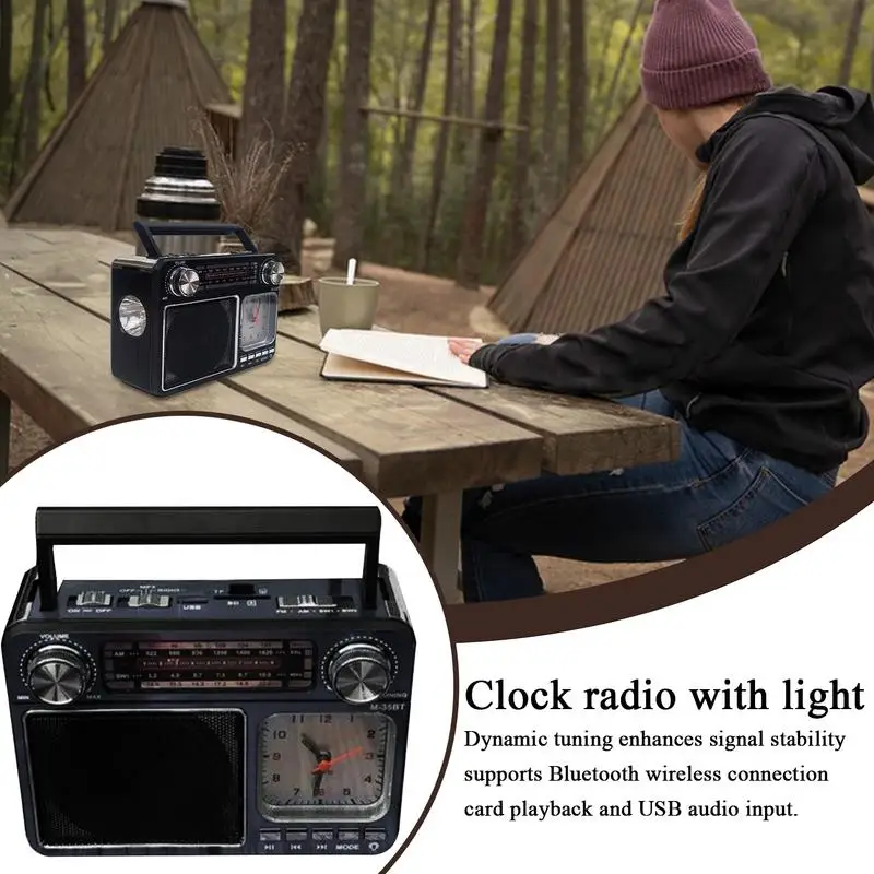 

Urgent Radio Wireless Music Player FM Radio USB MP3 Player With Lights Battery Operated Time Display Reading Lamp For Outdoor