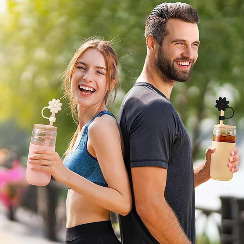 Cute Flower Silicone Straw Cover For Stanley Cup Halloween Drinking Dust Cap Drink Cup Straw Plug Tips Cover Accessories