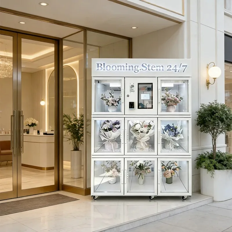FL Customized 24H Self Service Flower Vending Machine Coin Credit Card Operated Refrigerated Cooling