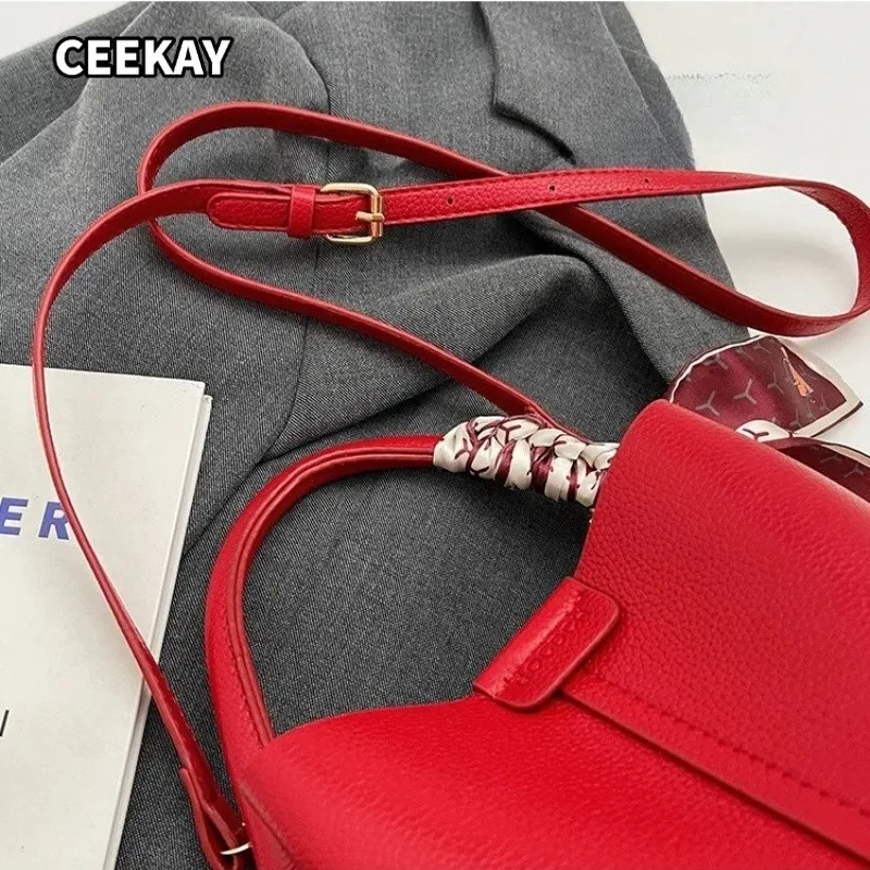 Heiß begehrte schlichte, hochwertige Damen-Umhängetasche aus PU-Material, vielseitige Bucket-Bag, modische Handtasche, Pendeltasche für Frauen – Detail 4