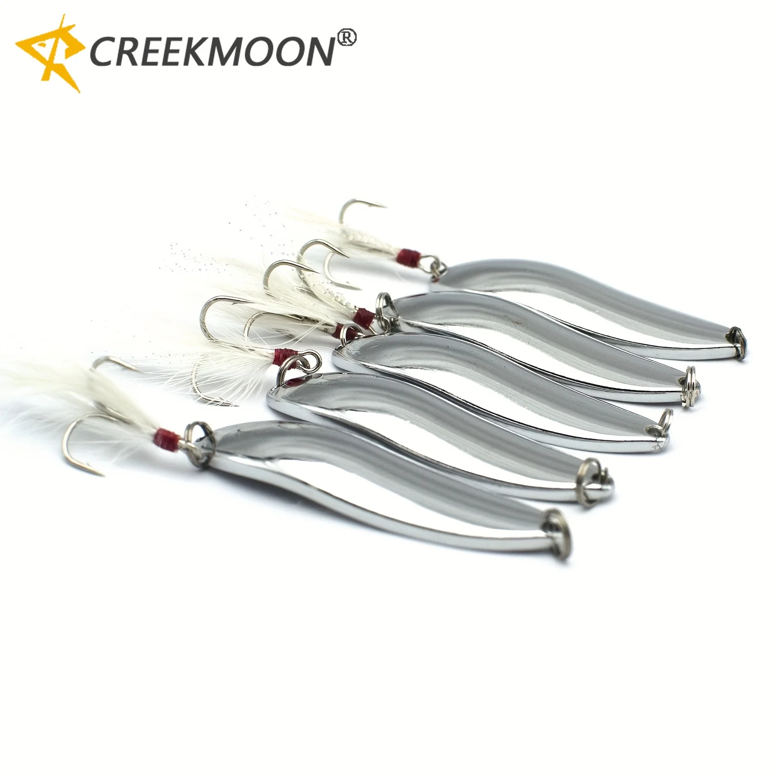 10pcs Metal Spoons Fishing Lures 5g-21g Jig Spoon Winter Spinners For Deep Water Octopus Jigging Hard Ice Bait Bass Treble Hook