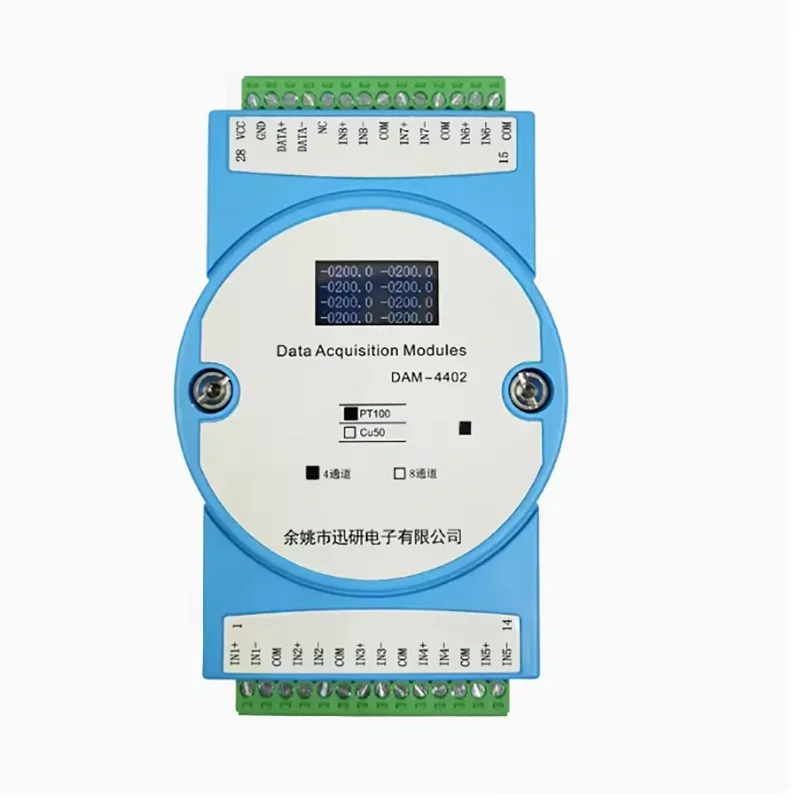 

4-way/8-way PT100 Platinum Thermistor RTD Input Temperature Acquisition Module Transmitter to RS485 DAM-4402