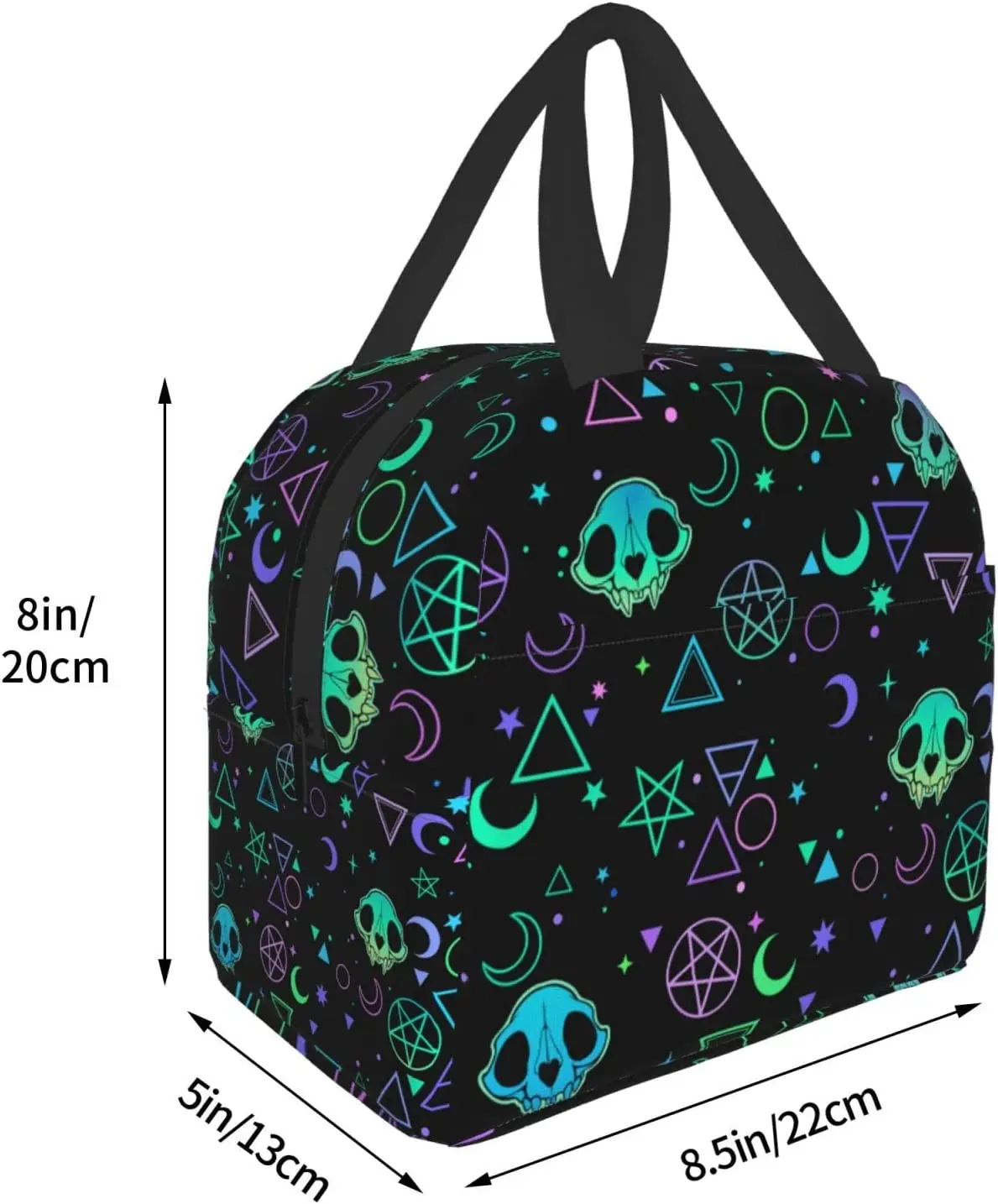 Sacos de Refeição Isolados Reutilizáveis para Homens e Mulheres, Magic Skulls Lunch Bag, Witchcraft Lunch Box, Recipiente de Alimento para Adultos, Trabalho, Viagem, Piquenique