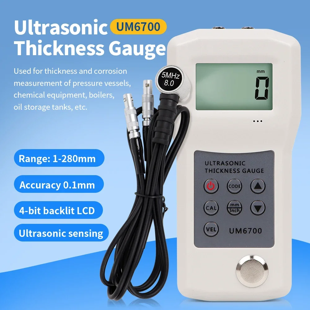 

Ultrasonic Thickness Gauge Backlight Color Screen Rechargeable Thickness Gauge for Copper/Steel/Aluminum/PVC/Glass Measuring