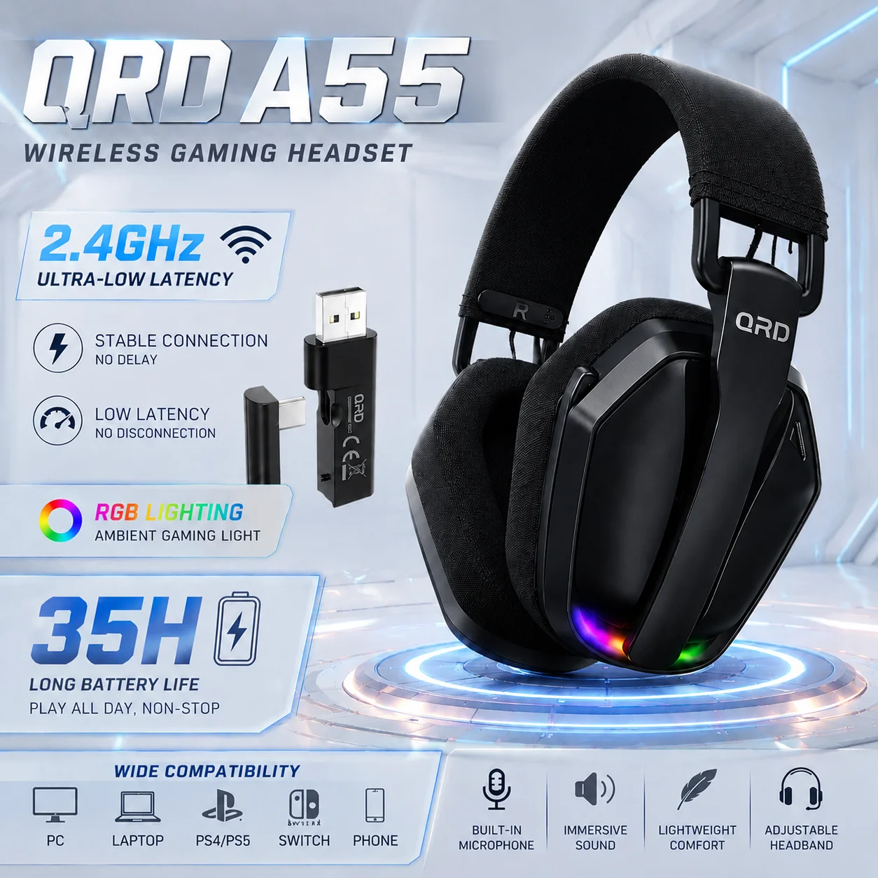 casque-de-jeu-sans-fil-qrd-a55-24-ghz-avec-micro-pour-ps5-ps4-pc-mac-playstation-casque-de-jeu-bluetooth-avec-microphone