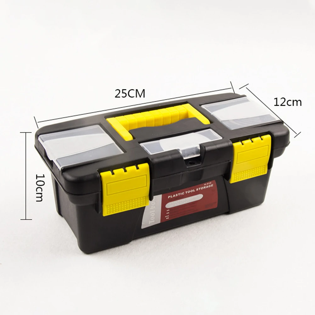 10-Inch Two-Layer Plastic Toolbox Mini Multi-Functional Accessories Box Secure Locking  Power Tools Storage Parts