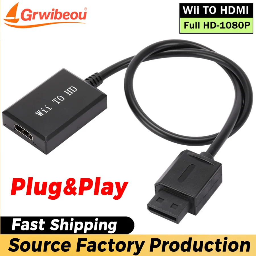 Grwibeou 1080P Full HD Wii To HDMI-Compatible Converter Adapter Wii To HDMI Converter Cable for Laptop HDTV Monitor Display