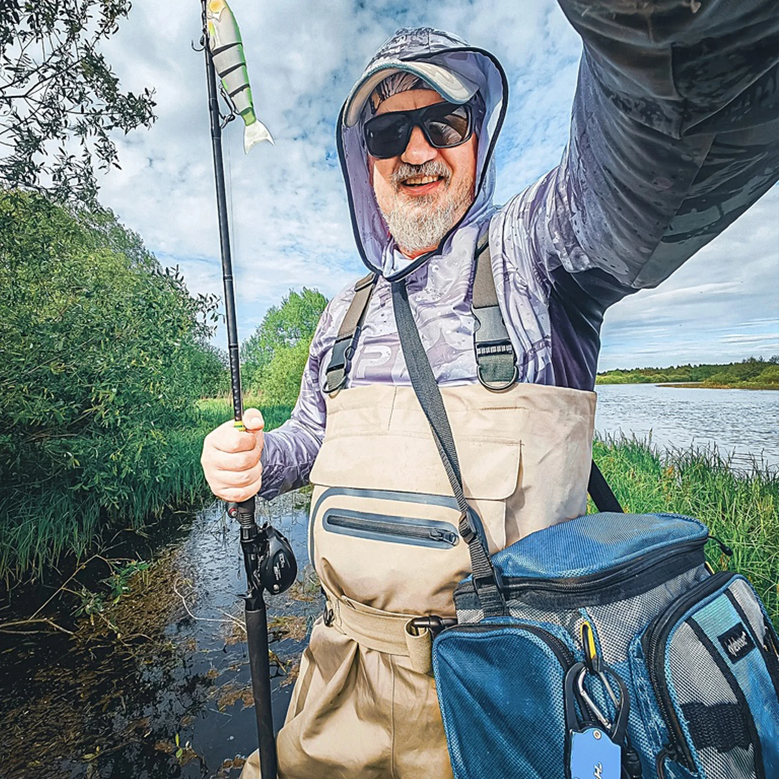 Waders respiráveis impermeáveis para pesca com mosca, meia de neoprene, waders no peito para homens e mulheres