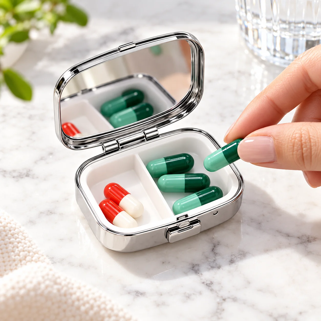 Cartoon Doctor Medicine Case Portable 2 Grid Metal Pill Box Travel Tablet Organizer Pocket Pill Storage Box Compact Container