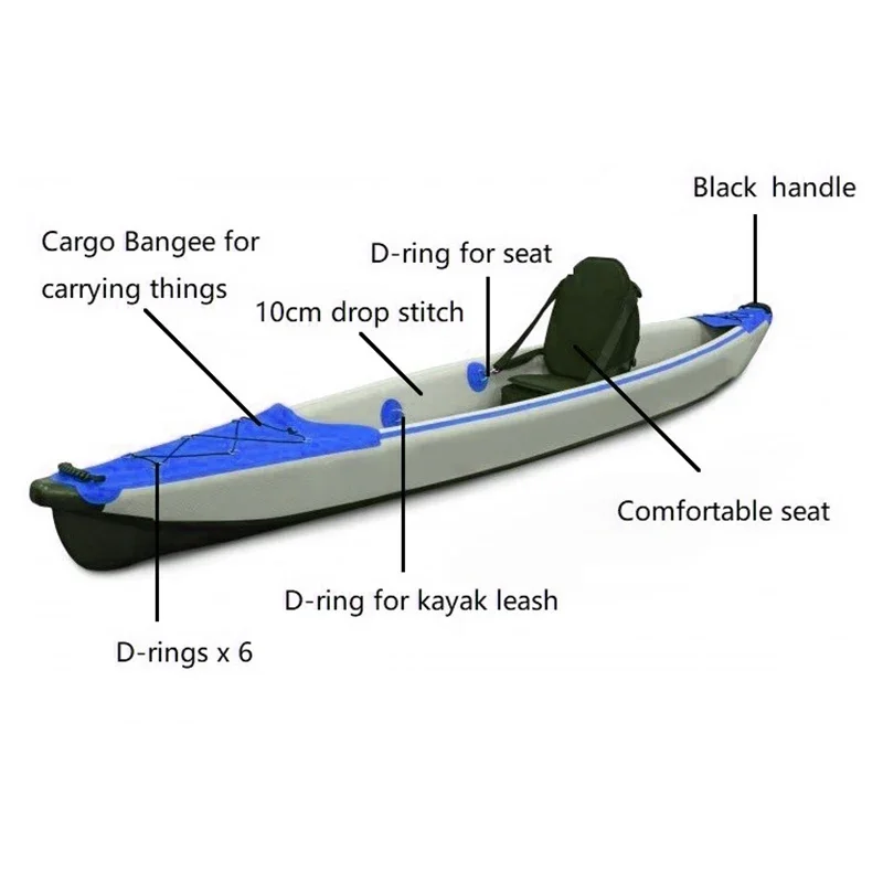 50% di sconto 2023 nuovo Design singolo 1 persona Touring Fishing Float Kayak portatile